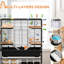 Cage pour hamster et gerbille, tube favorisant l'exercice, roue d'exercice, plateformes multiples, rampes, cabane, portes faciles à ouvrir, quatre roues, tablette de rangement, activité de ventilation en acier, pour animaux de compagnie