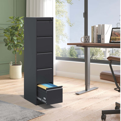 Classeur vertical en métal 5 tiroirs avec serrure, acier, pour le bureau / la maison, format A4 / Légal / Lettre | Idée de cadeau