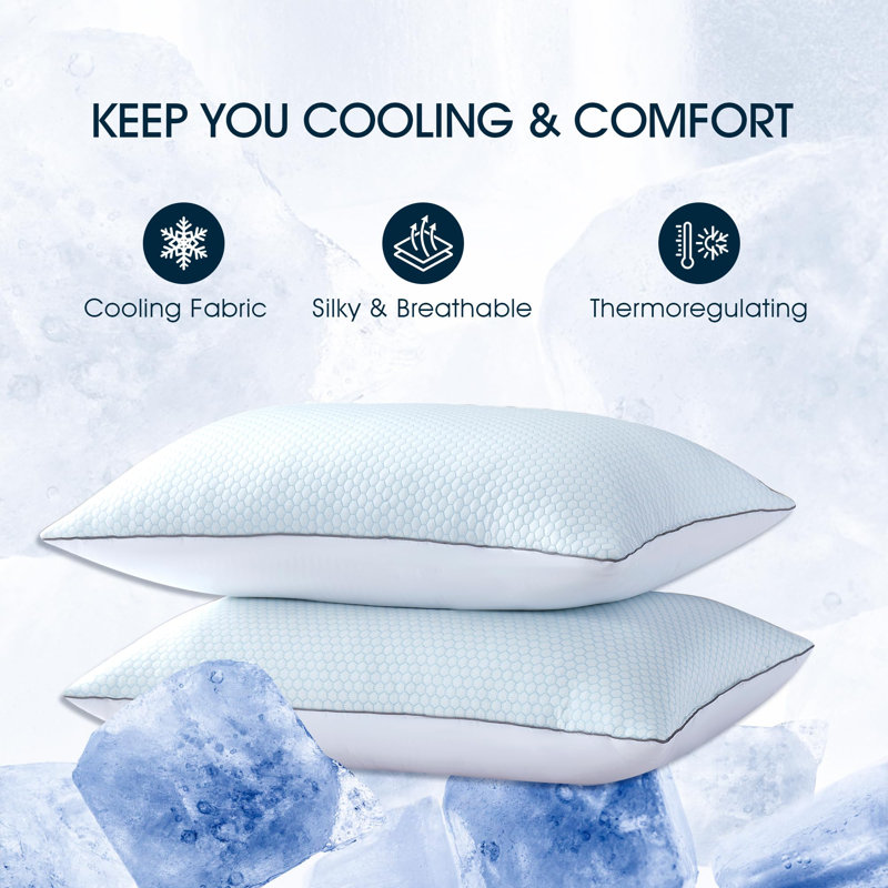 White Goose Feather Pillow 100% Cotton Queen Size 2 Pack All Season Bed Pillows For Side/Back Sleepers,28" L X 20" W