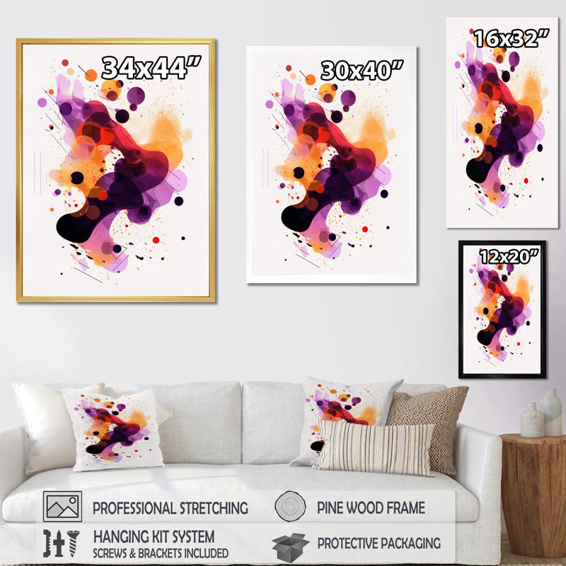 «Orange and Purple Ethereal Reflections I», reproduction sur toile, H 44 po x l 34 po x P 1,5 po, Cadre simple noir
