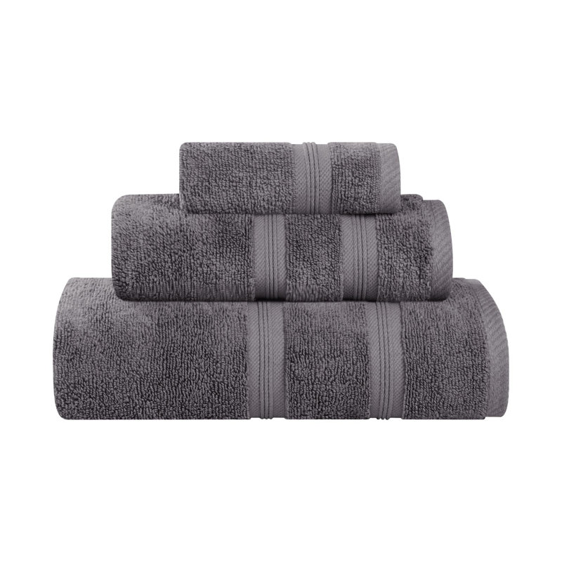  Ensemble de serviettes en coton 3 pièces Smart Quick-Dry Zero Twist, Gris