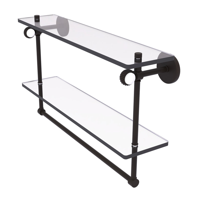 Tablette à 2 niveaux en verre Margolis, Bronze huilé, H 12,8 po x l 22 po x p 5,6 po