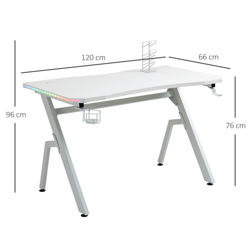 Bayron Metal Base Writing Desk, White
