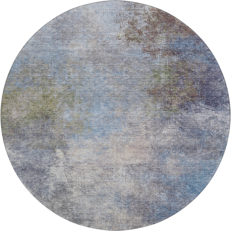 Premium Machine Washable Ariel Abstract Rug, Round 8'