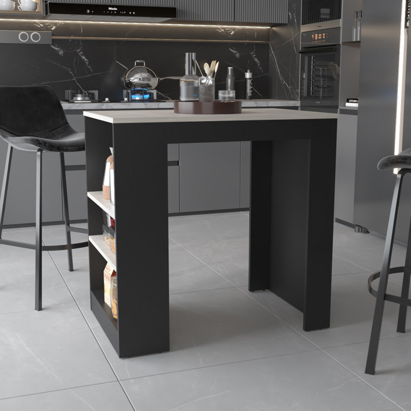 Highlands Kitchen Island with Storage Base, Gray/Black