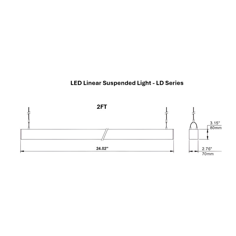 Luminaire suspendu linéaire à DEL 4Pack - Série Ld, 2 pi