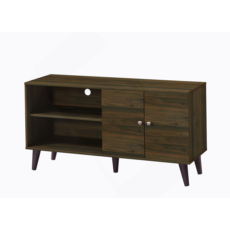 TV Stand For Tvs Up To 47.3", With 2 Storage Shelves& 1 Cabinet, Modern Entertainment Centre For TV In Living Room In Walnut