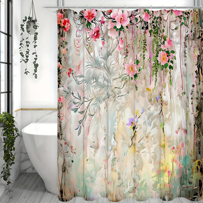 Floral Shower Curtains with Hooks Included