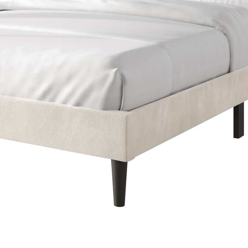 Elegence Wingback Platform Bed, Beige, Queen