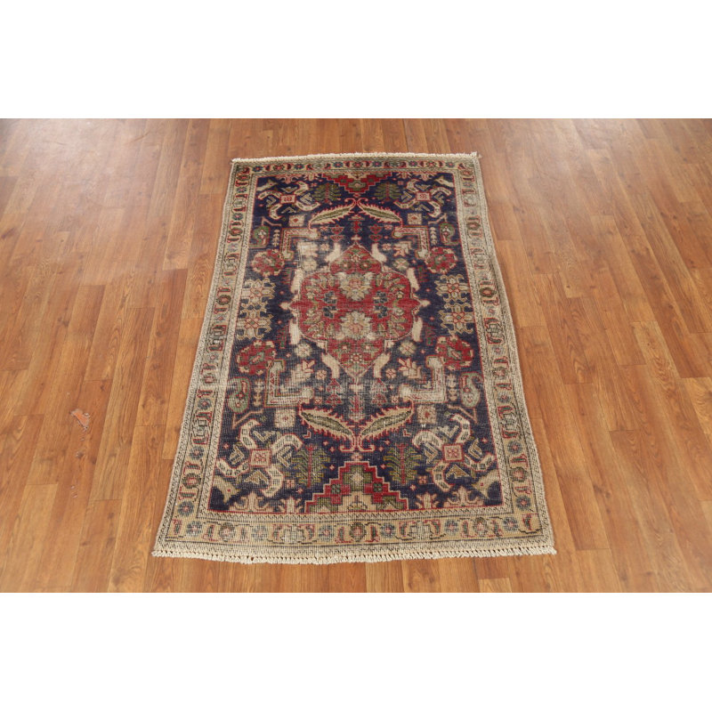 Tapis traditionnel rétro bleu 3 x 5