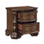Table de chevet traditionnelle à finition brune foncée avec 2 tiroirs et table de chevet décorative dorée | Idée de cadeau