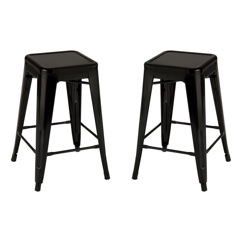 Winbush Counter Stool with Metal Frame, Black