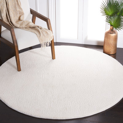 Faux Rabbit Fur Area Rug In Off White