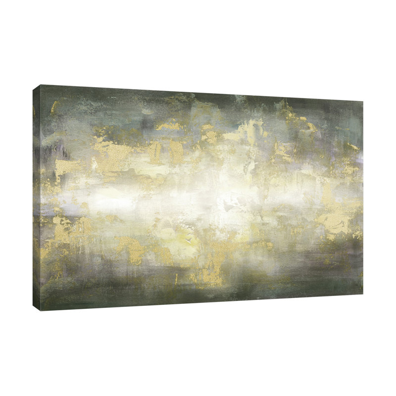 "Sunrise Abstract: Gray & Gold", toile tendue par Mercer41, H 10 po x l 15 po x P 1,5 po