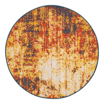 Tapis d'intérieur / extérieur en polypropylène brun / orange tissé à la machine 4 pi 1 po