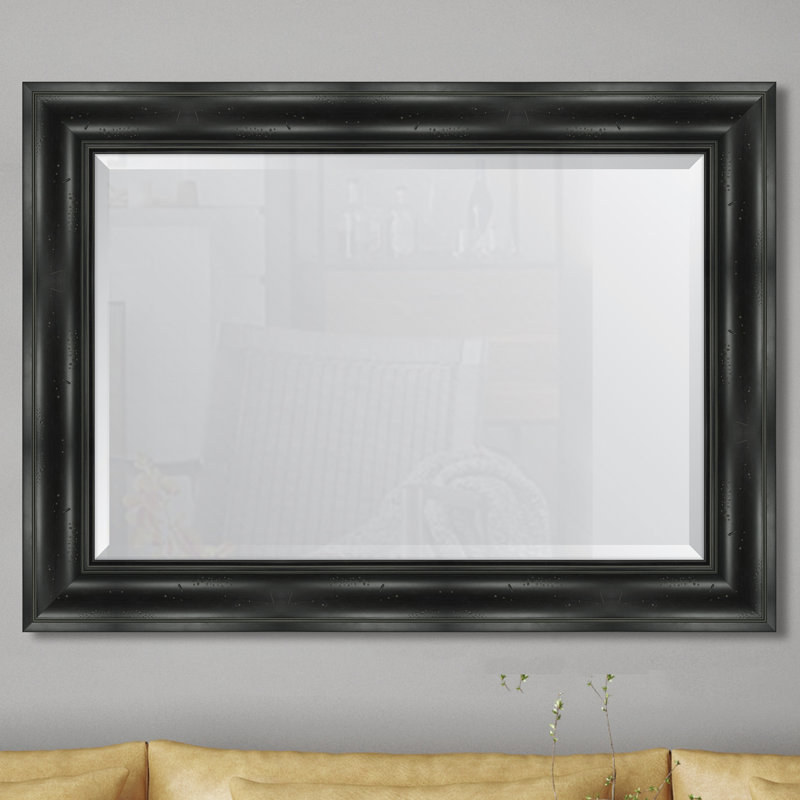 Miroir mural à cadre en résine English, H 44,5 po x l 32,5 po, Noir