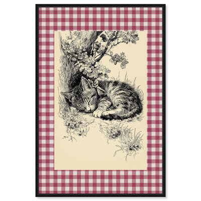 «Inkwell Kitten», reproduction d'art sur toile encadrée par Art Remedy, cadre noir, 30 x 45