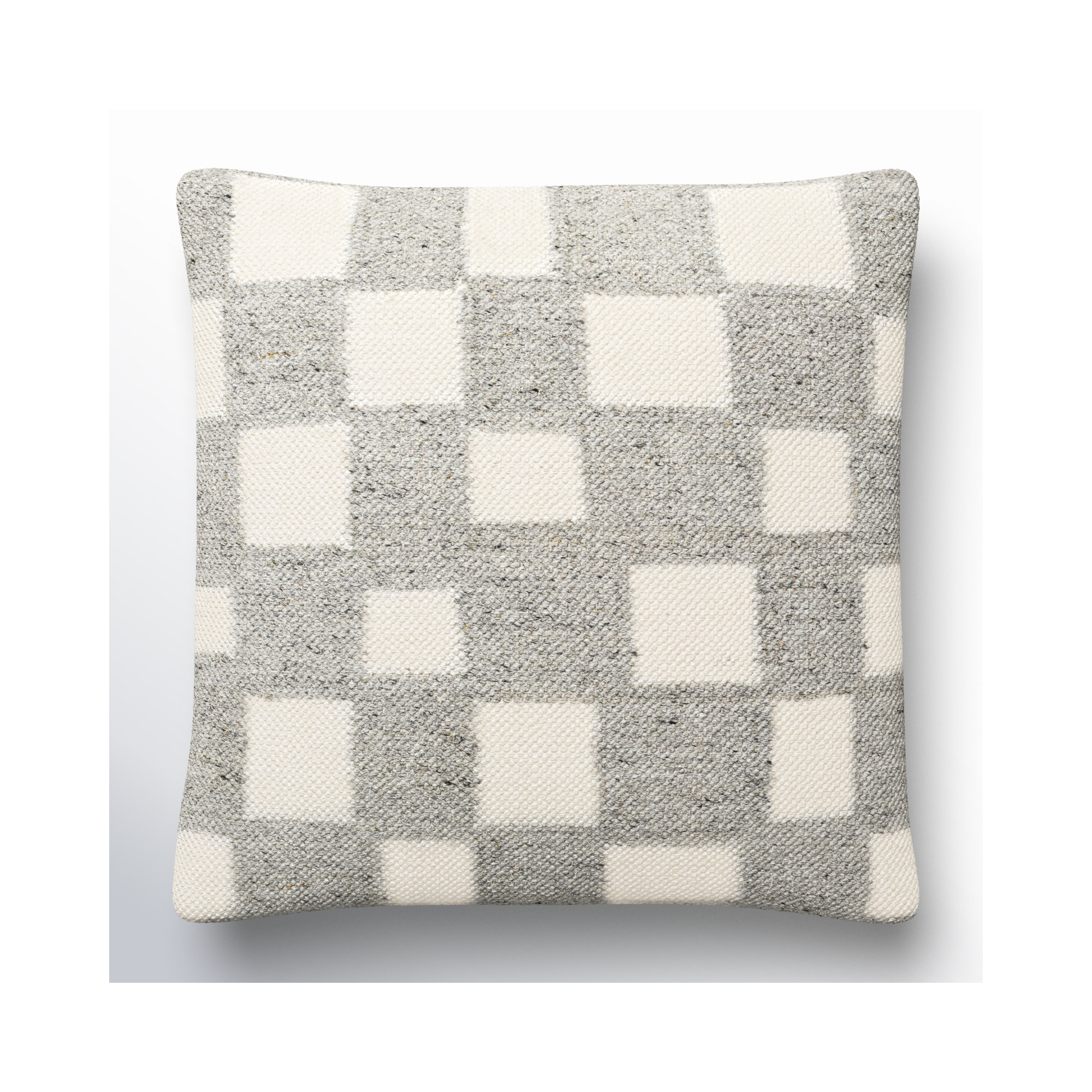 Leonida Geometric Cotton Throw Pillow, 22"H x 22"W, Gray/Off-White, Pillow Cover Only - No Insert