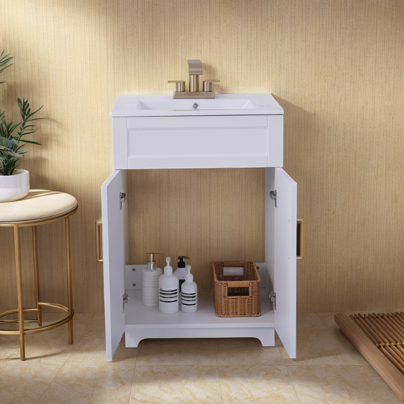 Ensemble de meuble-lavabo simple 24 po 2 portes blanc mat 2 portes