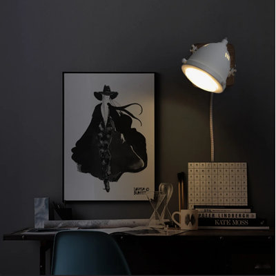  Applique murale industrielle à brancher, lampe murale rétro en bois et métal avec projecteur GU10 réglable, luminaire rustique de ferme pour le couloir du salon de la chambre à coucher