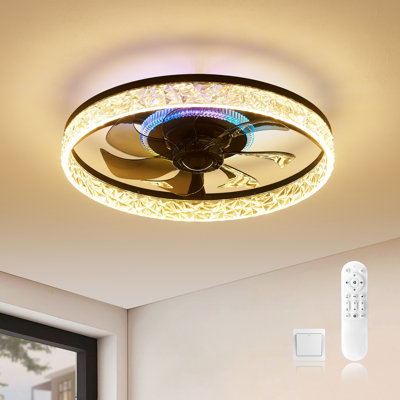 Ventilateur de plafond de 18,9 po avec lumière, 3 lumières DEL à température de couleur à intensité variable, minuterie pour le salon de la chambre à coucher