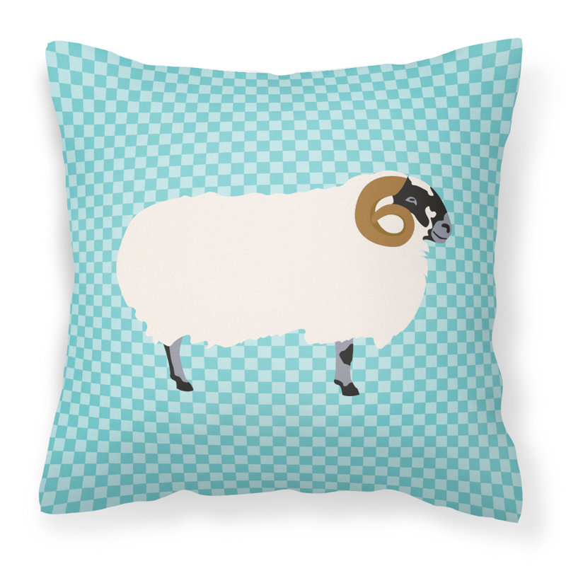 Coussin décoratif d’extérieur blackface moutons, Bleu, 18 po x 18 po