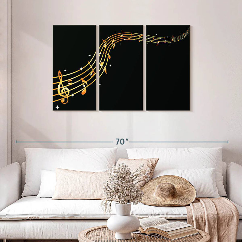 Abarca Flowing Golden Music Notes, 28" H x 45" W