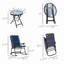 Ensemble de mobilier d'extérieur 3 pièces avec table basse en verre et 2 chaises berçantes pliantes rembourrées, style bistro pour porche, camping, balcon
