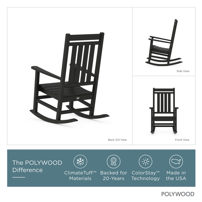 POLYWOOD Estate Rocking Chair, Black