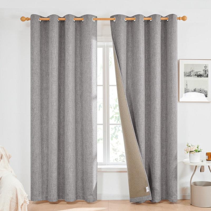 Milay Blackout Grommet Curtain Panel, 52" W x 96" L, Dark Gray