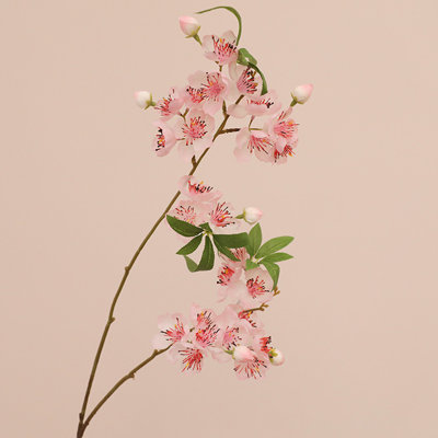 3 pièces de fleurs de cerisier artificielles, 32 pouces de Simulation longue branche 2 fleurs de cerisier fourchues, arrangement de fleurs de décoration de mariage, rose clair