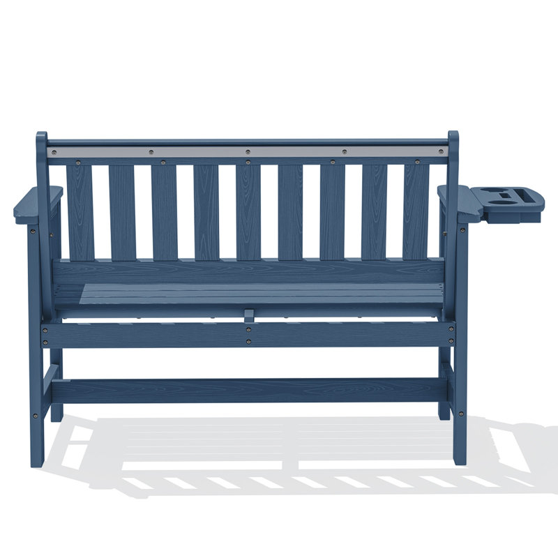 Banc d'extérieur en PEHD Genivieve, Marine