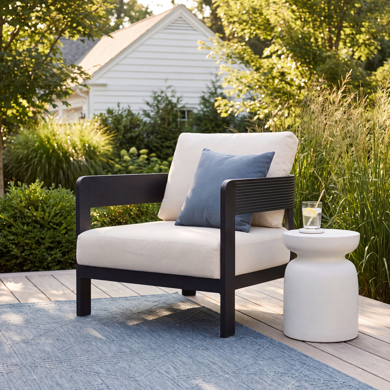 Lisa Patio Lounge Chair, Cream