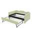 Lit de jour rembourré polyvalent en vichy 3 en 1 avec lit gigogne escamotable et poche de rangement latérale-838289481-838289483