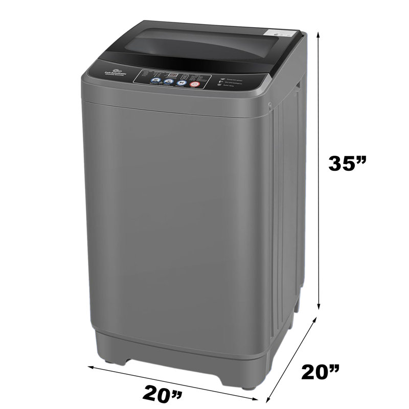 Nina 2.8Cu.Ft Portable Washing Machine With Glass Cover, 20Lbs Capacity Full-Automatic Portable Washer Machine, Washer With 10 Programs & 8 Water Levels For Apartment, Dorms, RV, Champagne Gray