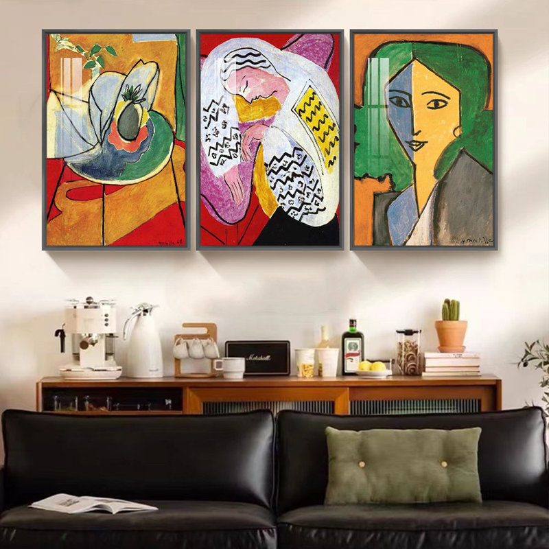 Henri Matisse - Ensemble de 3 peintures sur toiles encadrées, Noir