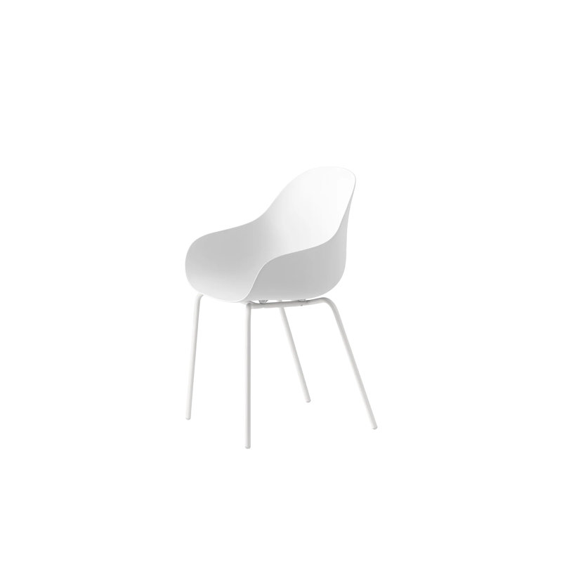 Academy Armchair with Metal Frame and Plastic Seat, Matt Optical White, Matt Optical White