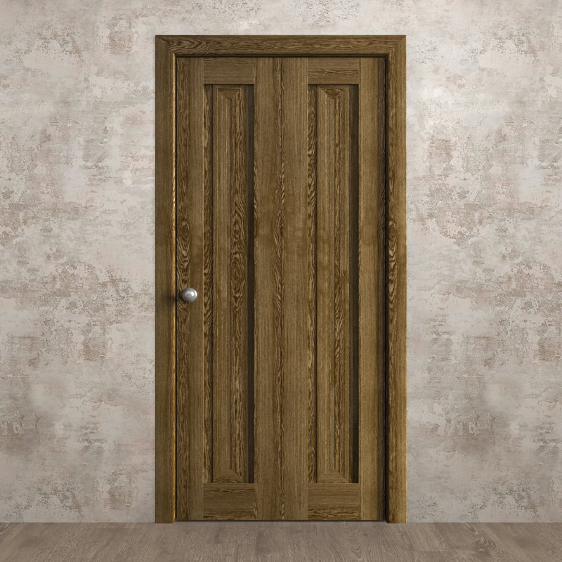 Portes coulissantes pliantes pour placard 64 x 96 pouces Ego 5006 Chêne marbré, rails robustes, moulures, garnitures, quincaillerie, bois massif, portes de placard de chambre
