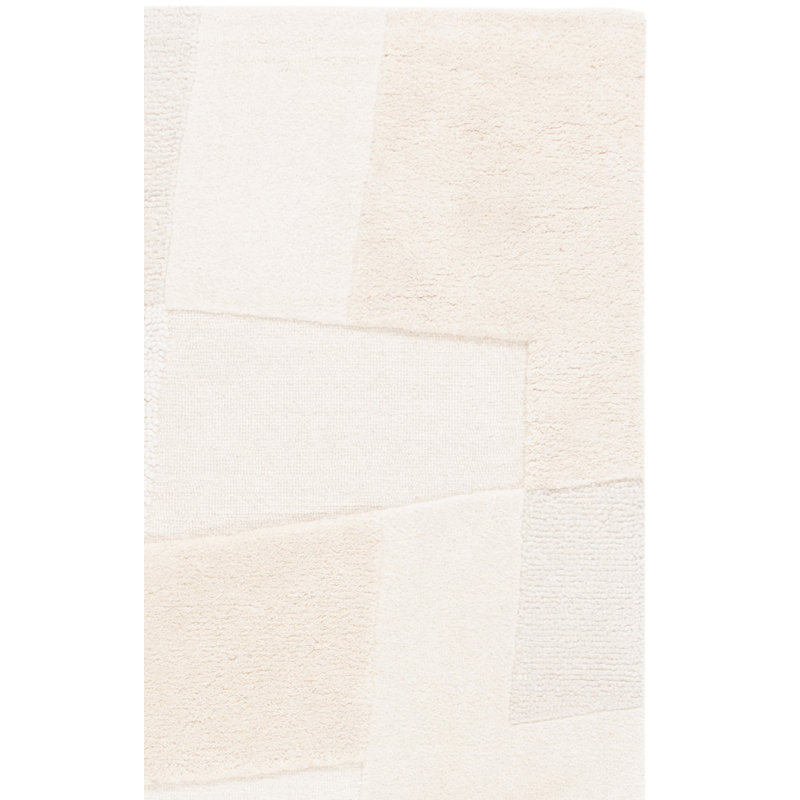 Tapis en coton touffeté à la main Manhattan en ivoire / beige, Rectangle 3 pi x 5 pi