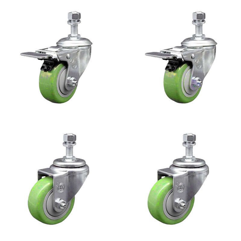 Ensemble de roulettes en polyuréthane pivotantes 12mm
