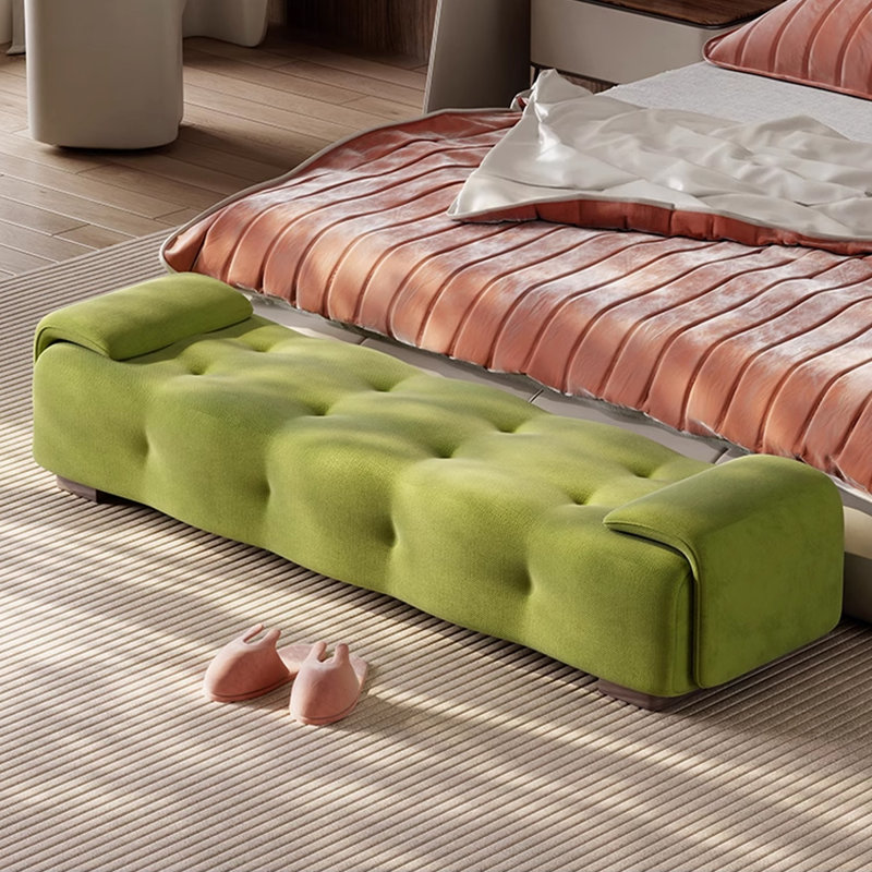 Banc rembourré, H 16,93 po x l 59,06 po x P 19,69 po, Vert