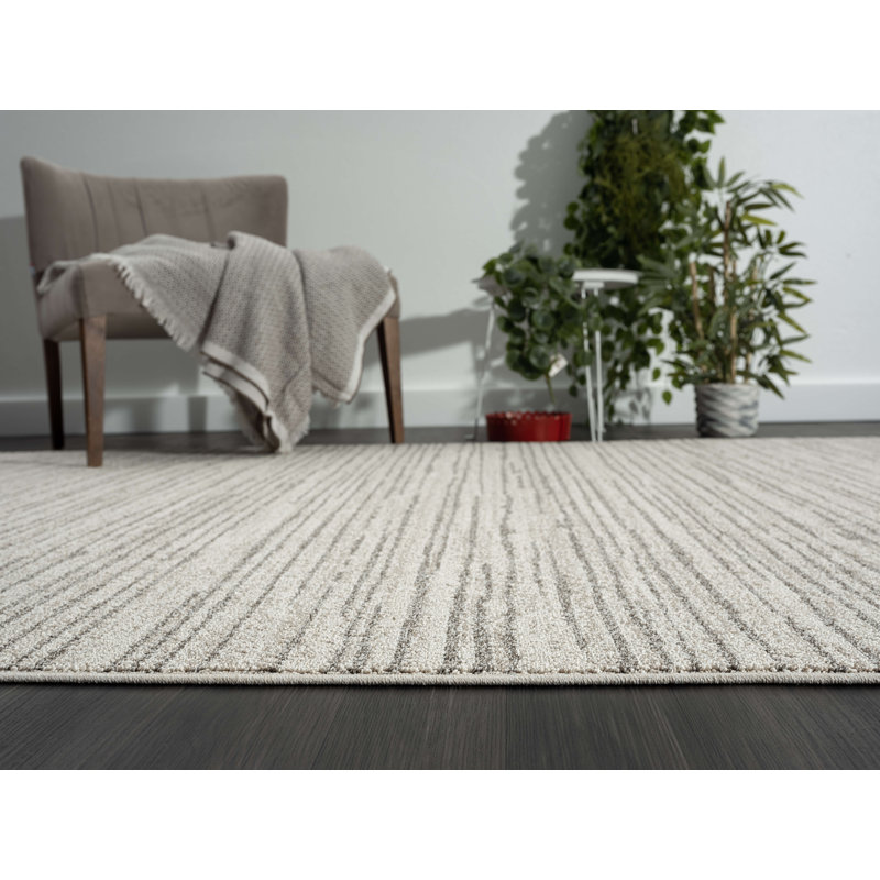 Tapis beige et brun à rayures Alejoa, Rectangle 5 pi 3 po x 7 pi 6 po