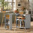Rolling Kitchen Island With Extended Table, Kitchen Island on Wheels with LED Lights,Power Outlets and 2 Fluted Glass Doors, Kitchen Island with a Storage Compartment and Side 3 Open Shelves-129993703