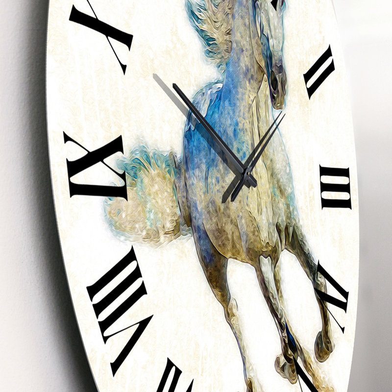 Cheval coloré avec paysage intérieur - horloge murale traditionnelle, Petit