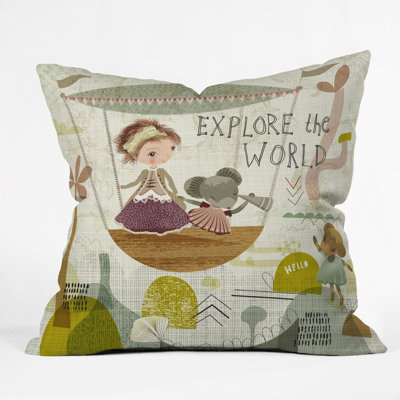 Explore The World Polyester Throw Pillow
