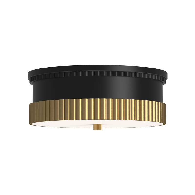 Rue Flush Mount, Matte Black/Brushed Gold