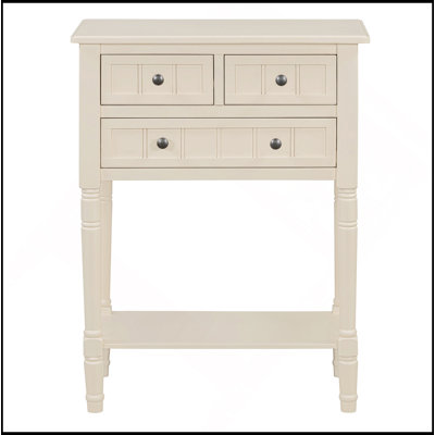 Narrow Console Table, Slim Sofa Table With Three Storage Drawers And Bottom Shelf (Beige)