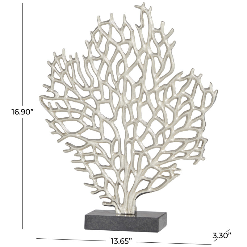 Sculpture décorative en métal corail et aluminium Somerford, H 16,9 po x l 13,65 po x P 3,3 po
