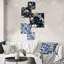 Motif victorien bleu cobalt doré - ensemble d'art mural floral de 5