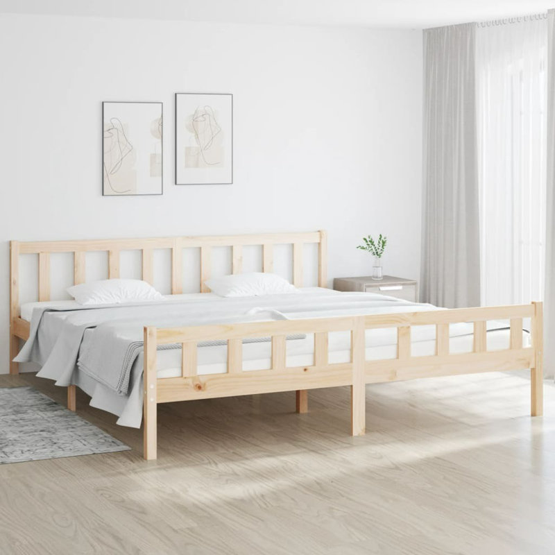 Bed Frame Solid Wood, natural, European Kingsize (160 x 200 cm)